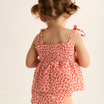 Animal Print Cotton Romper (Tomato)