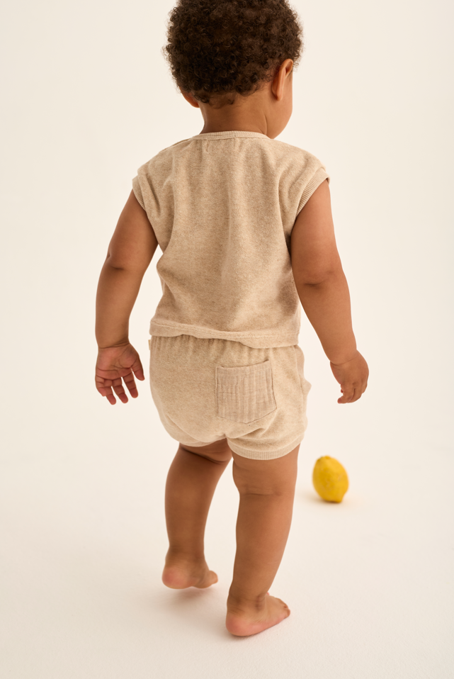 Soft Terry Cloth T-Shirt (Beige Melange)