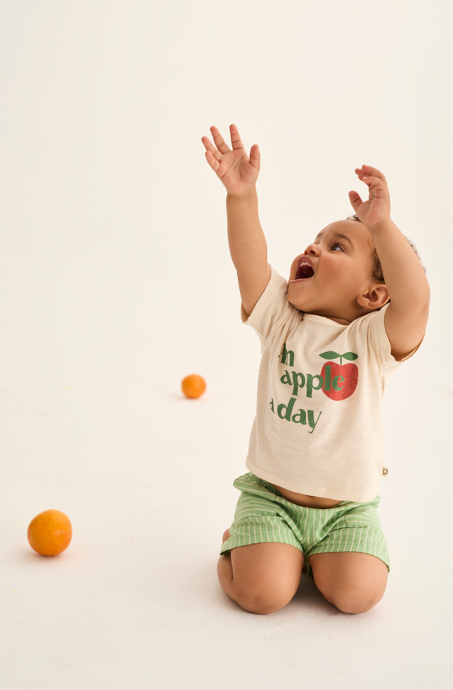 Soft Slub Cotton Print T- Shirt Apple (Ivory)
