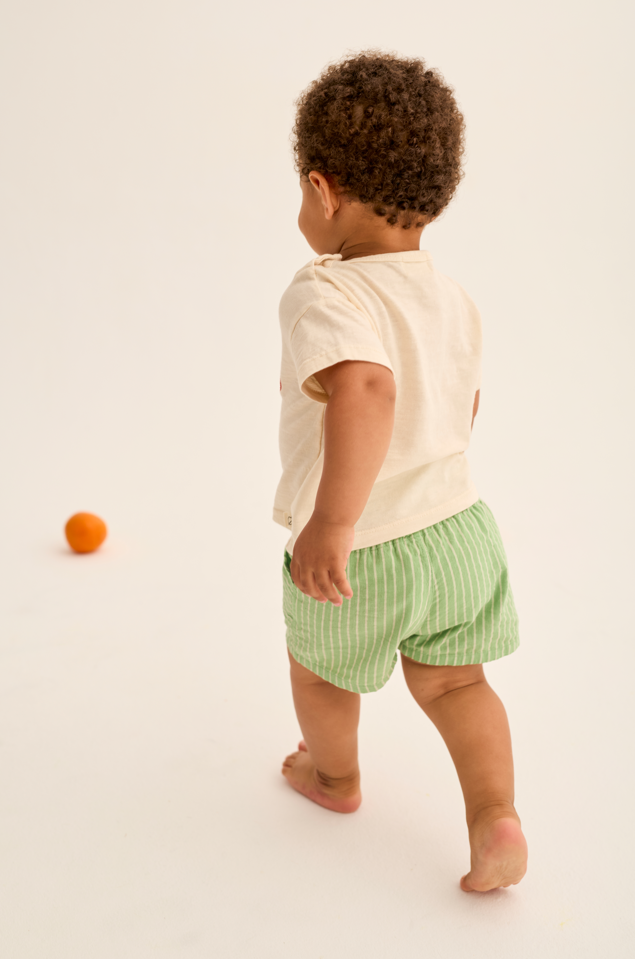 Soft Slub Cotton Print T- Shirt Apple (Ivory)