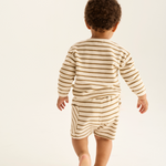 Double-Faced Striped Cotton Long Sleeves Sweatshirt (Sand)