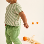 Striped Slub Cotton T-Shirt (Green)