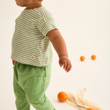 Striped Slub Cotton T-Shirt (Green)