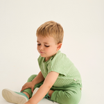 Striped Linen-Look Cotton Shirt (Green)