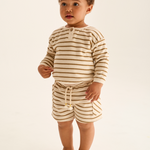 Double-Faced Striped Cotton Shorts (Sand)