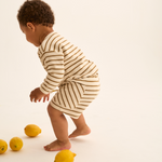 Double-Faced Striped Cotton Shorts (Sand)