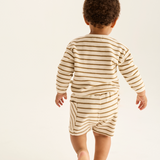 Double-Faced Striped Cotton Shorts (Sand)
