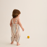 Striped Cotton Overalls (Ivory)