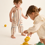 Striped Cotton Overalls (Ivory)