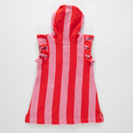 Girls Terry Coverup (Pink Red Stripe)