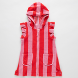 Girls Terry Coverup (Pink Red Stripe)