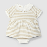 Striped Baby Dress w/Lace Collar