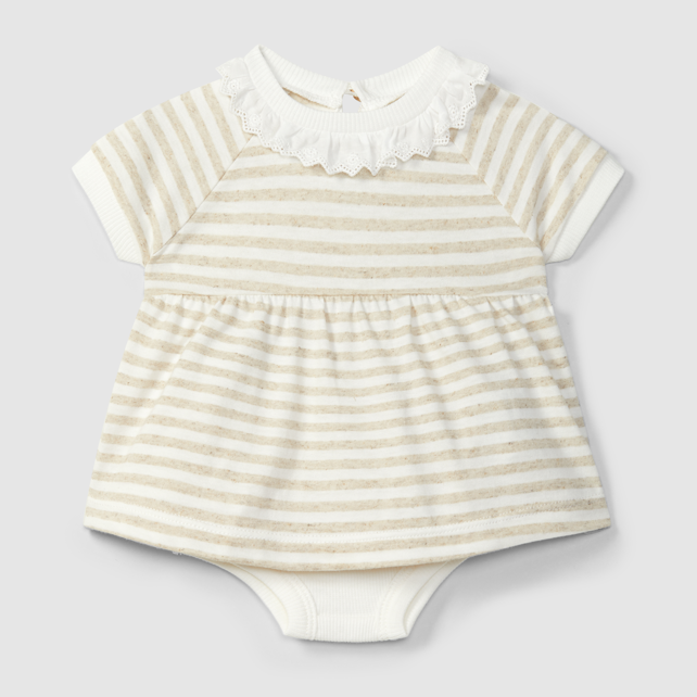 Striped Baby Dress w/Lace Collar