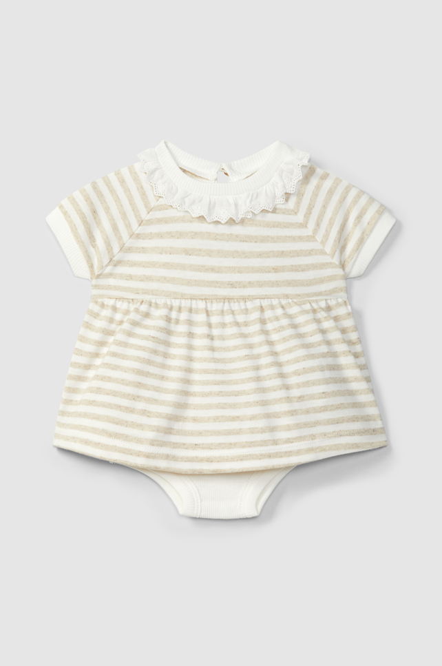 Striped Baby Dress w/Lace Collar