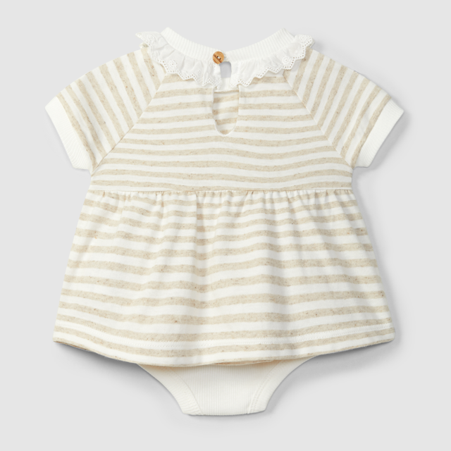 Striped Baby Dress w/Lace Collar