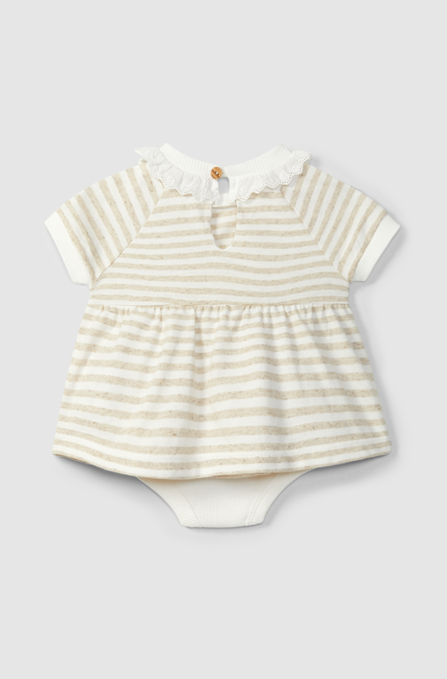 Striped Baby Dress w/Lace Collar