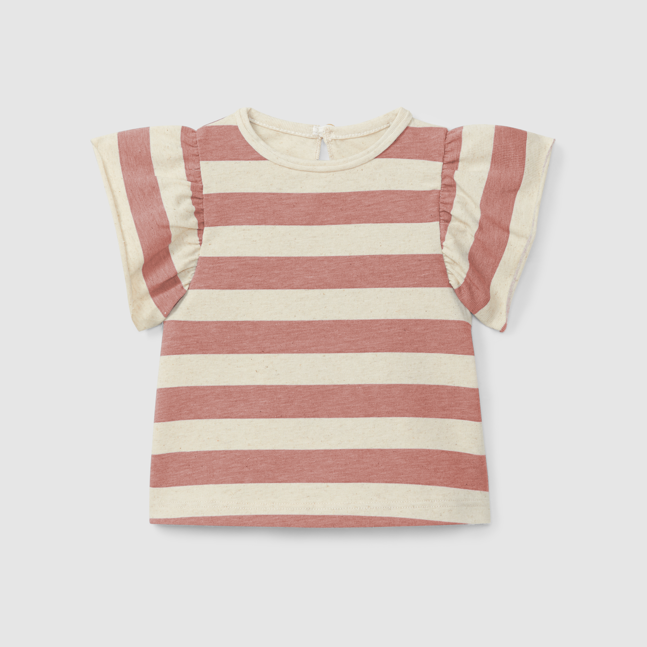 Striped Ruffle T-Shirt (Terracotta)