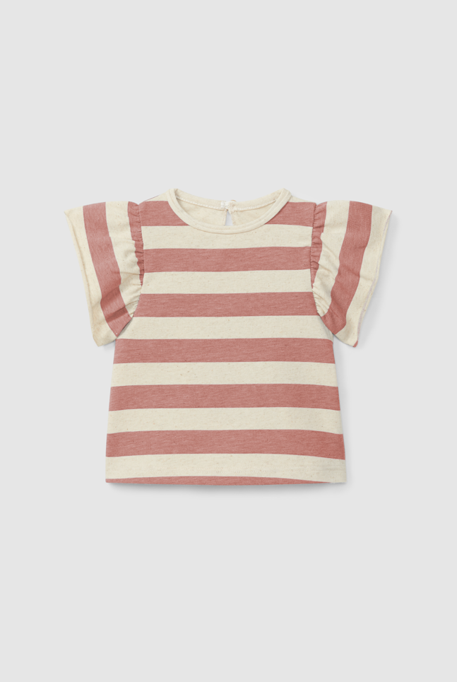 Striped Ruffle T-Shirt (Terracotta)