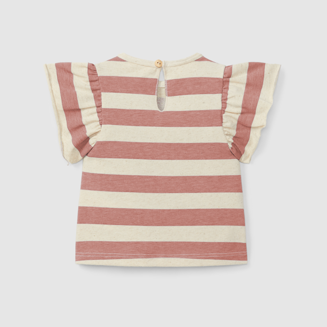 Striped Ruffle T-Shirt (Terracotta)