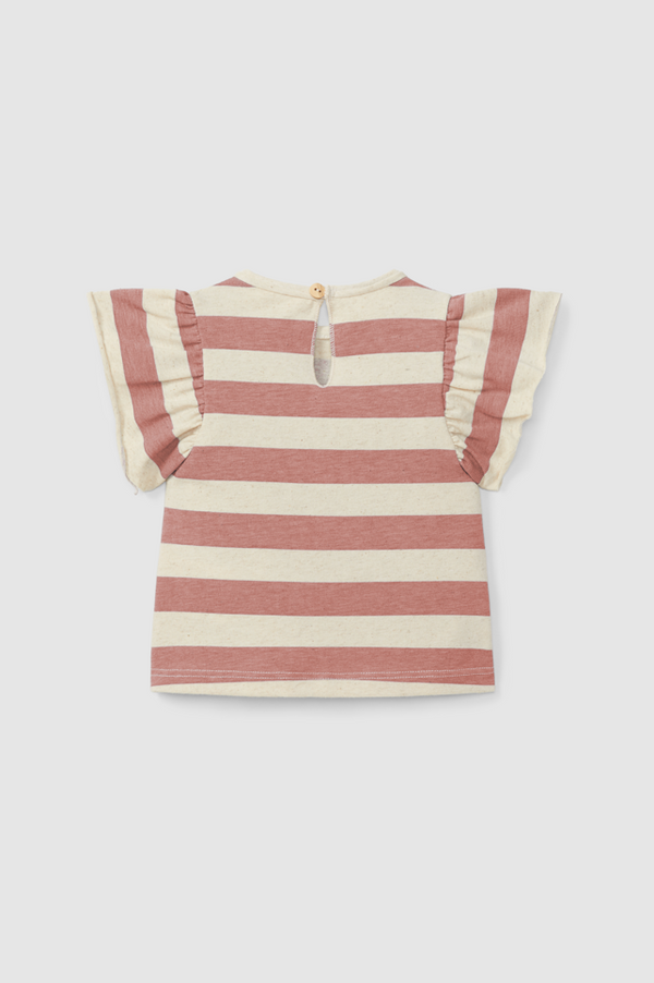 Striped Ruffle T-Shirt (Terracotta)