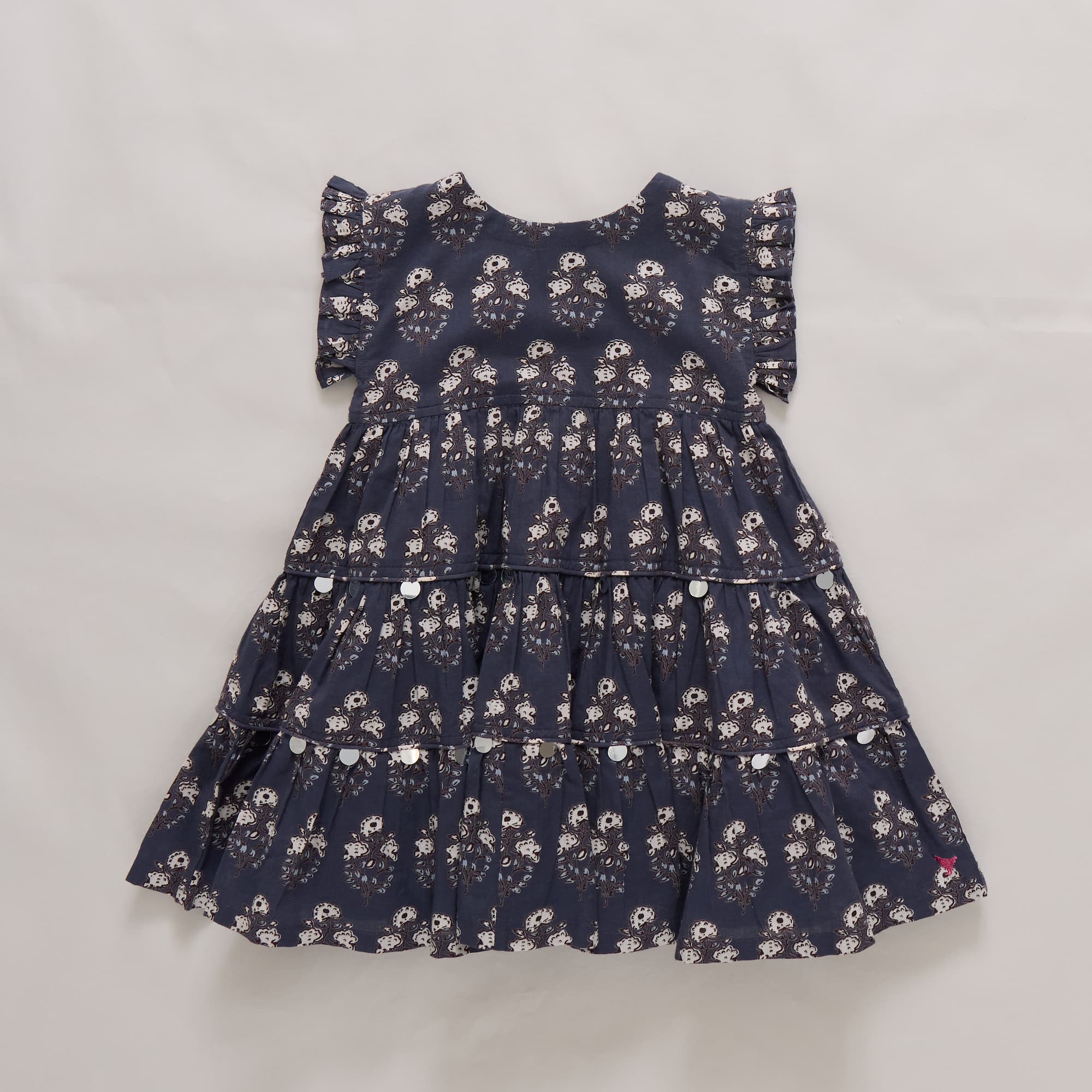 Girls Peachy Dress (Navy Strawflower)