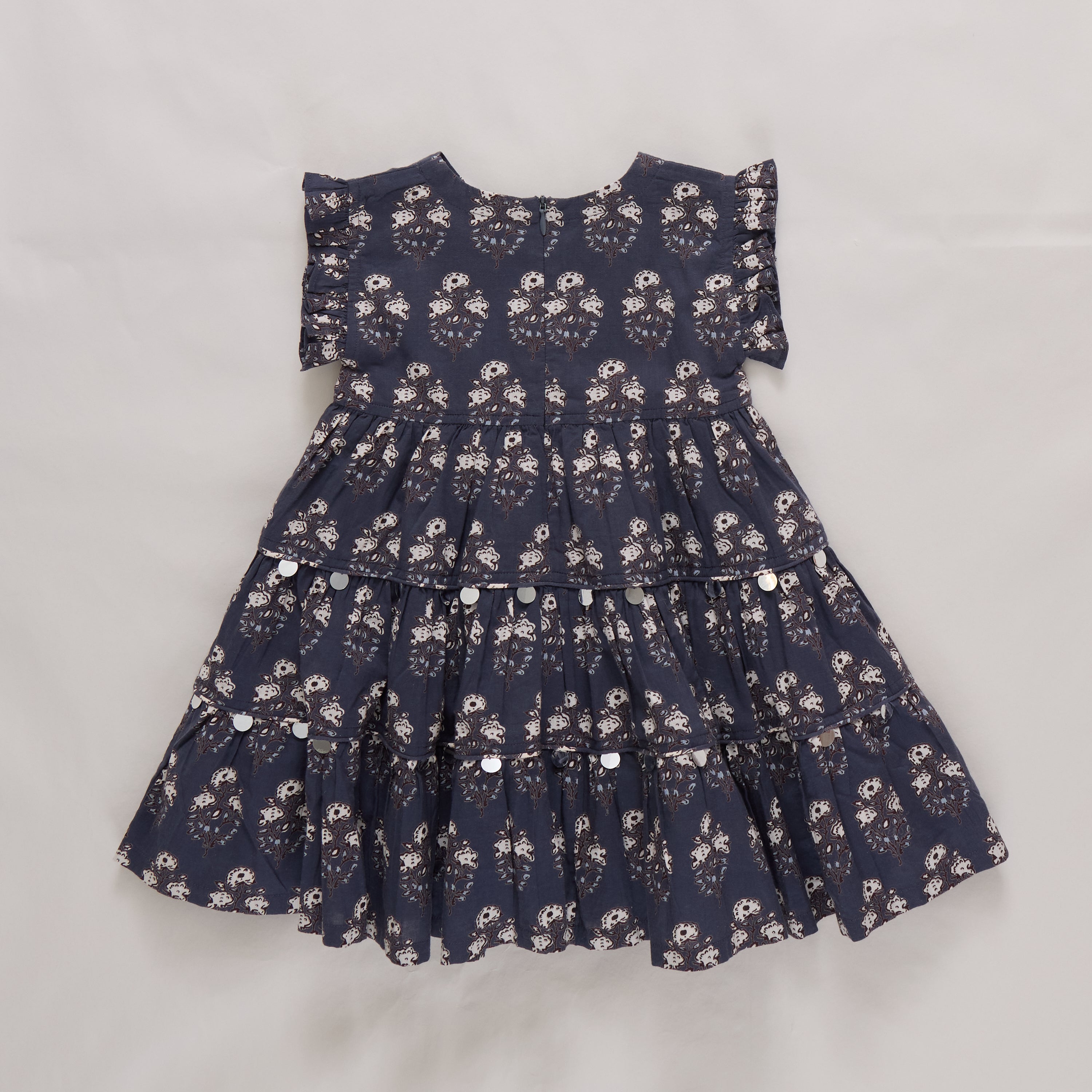 Girls Peachy Dress (Navy Strawflower)
