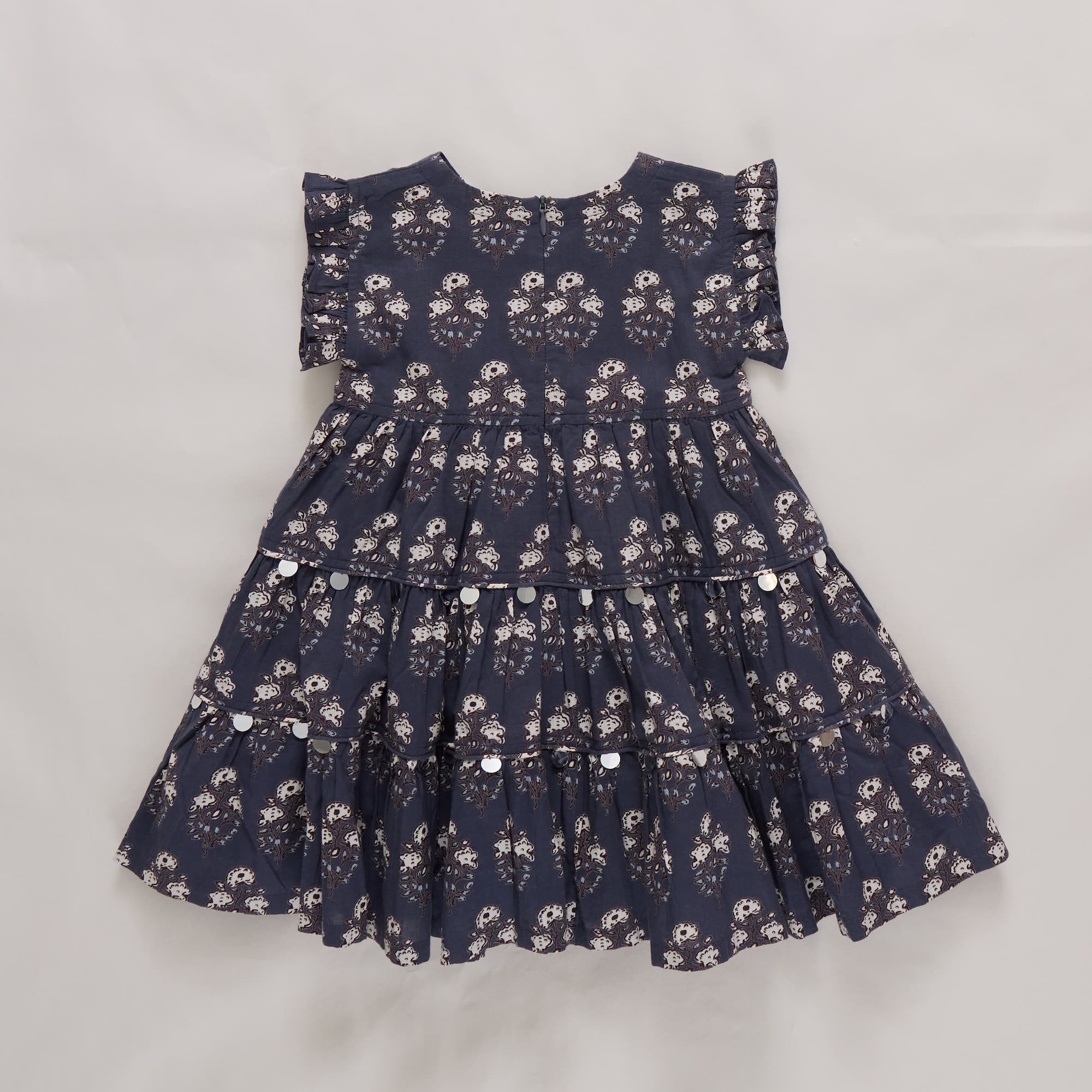 Girls Peachy Dress (Navy Strawflower)