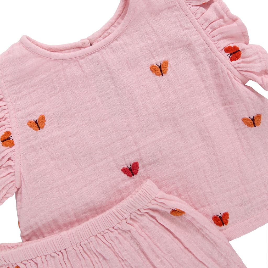 Girls Roey 2-Pc Set (Butterfly Embroidery)