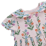 Girls Elowen Dress (Pink Dewdrop Block Print)
