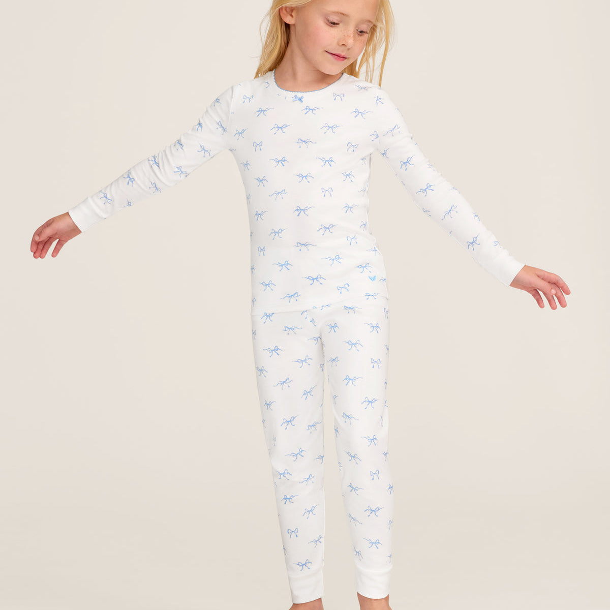 Children's Snug Fit Pajama Set (Something Blue Bows)