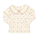 Emma Top (White Swan Raspberry Bows)