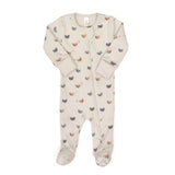 Doble Way Zip Ribbed Footie (Light Gray Airplanes)