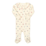 Ruffle Doble Way Zip Footie (White Swan Tea Cups)