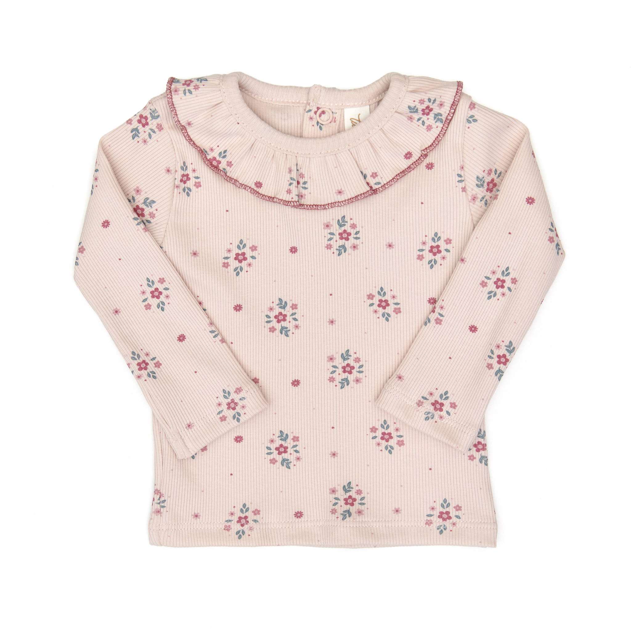 Ruffle Top (Shell Pink Raspberry Flowers)
