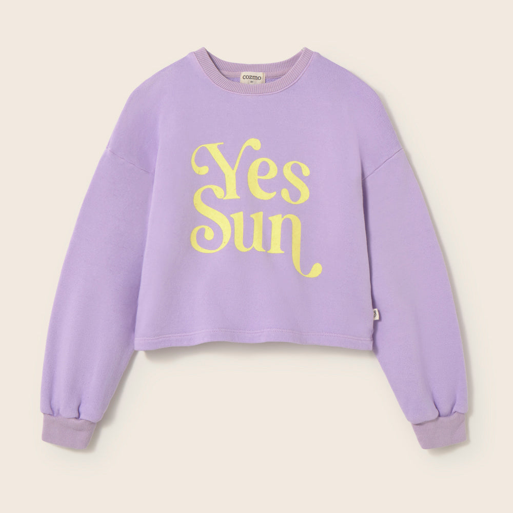 Cotton Fleece Print Puffed Sweatshirt (Lavender)