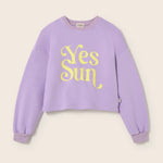 Cotton Fleece Print Puffed Sweatshirt (Lavender)