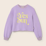Cotton Fleece Print Puffed Sweatshirt (Lavender)