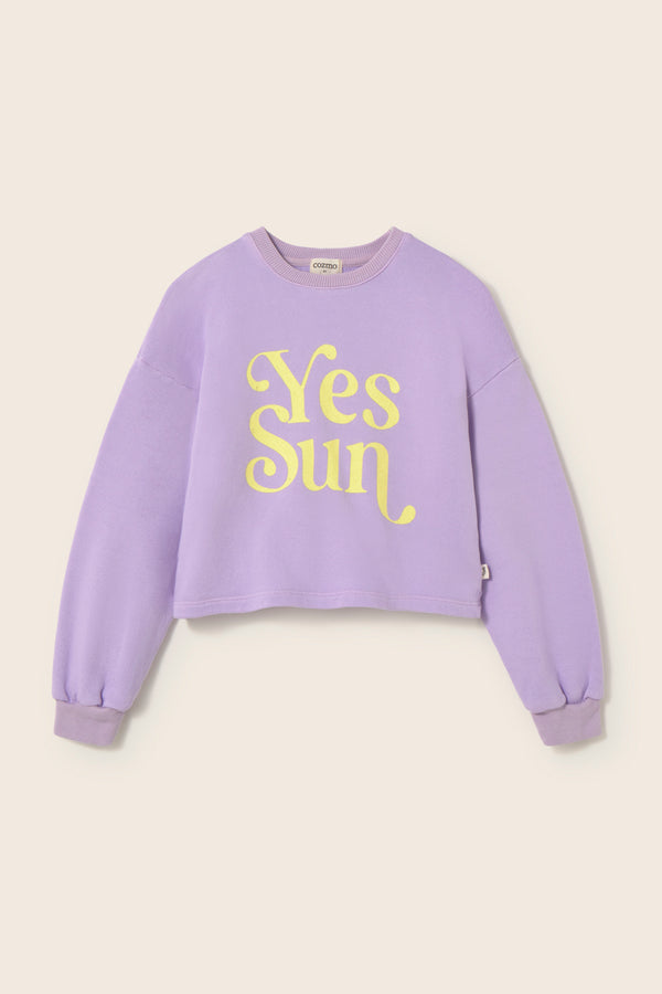 Cotton Fleece Print Puffed Sweatshirt (Lavender)