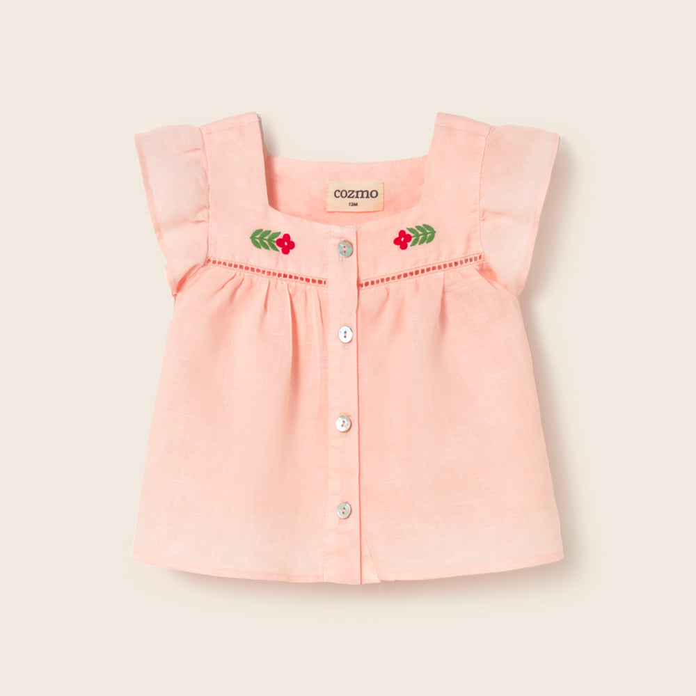 Cotton Linen Blouse (Cloud Pink)