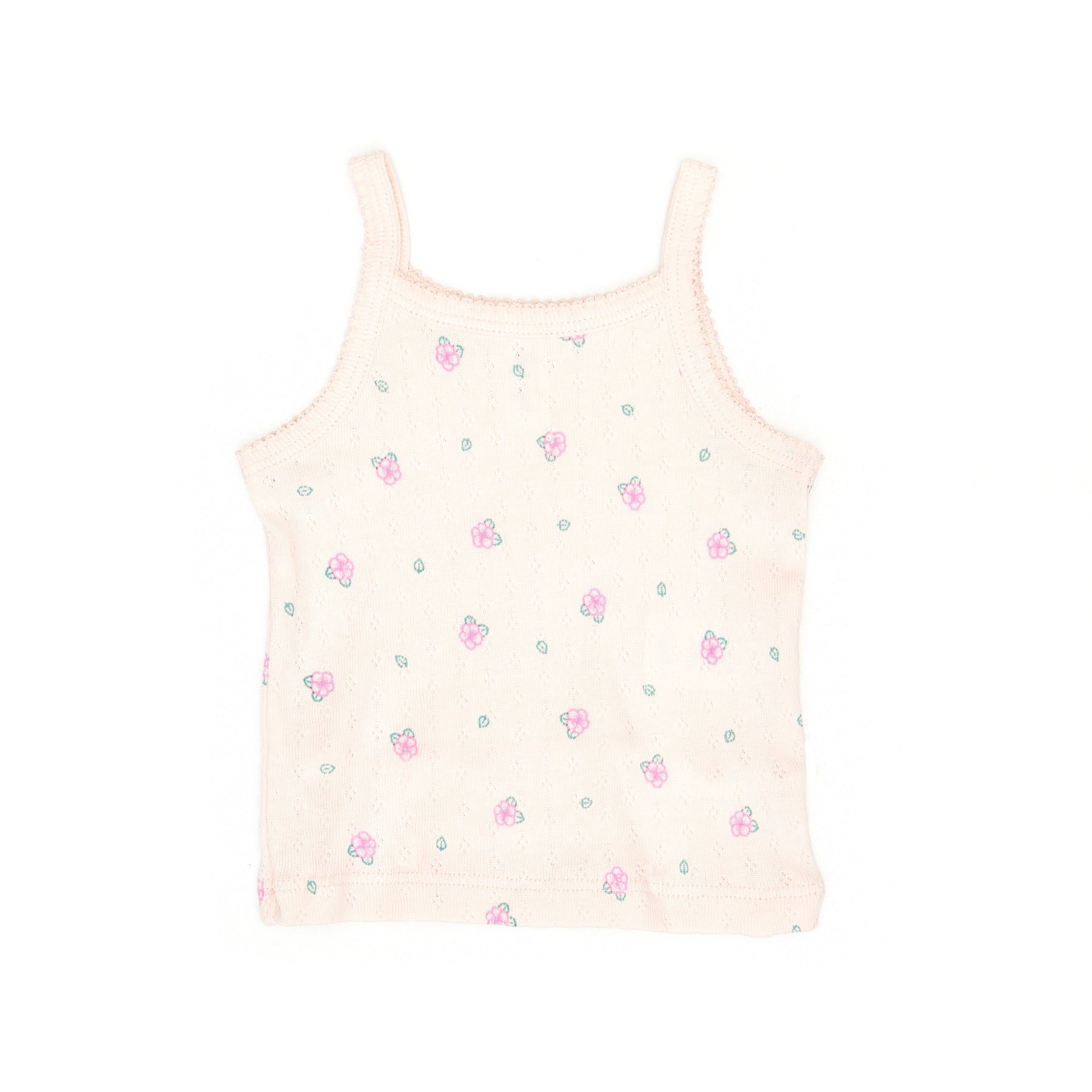 Pointelle Tank Top (Light Pink Flowers)