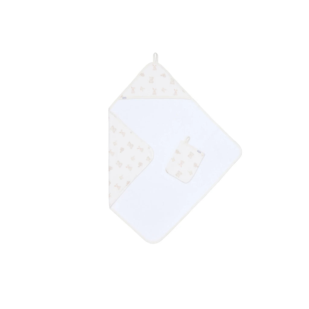 Hooded Towel Set (Teddies on Cream)
