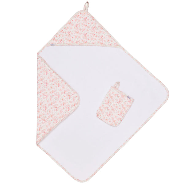Hooded Towel Set (Floral on Cream)