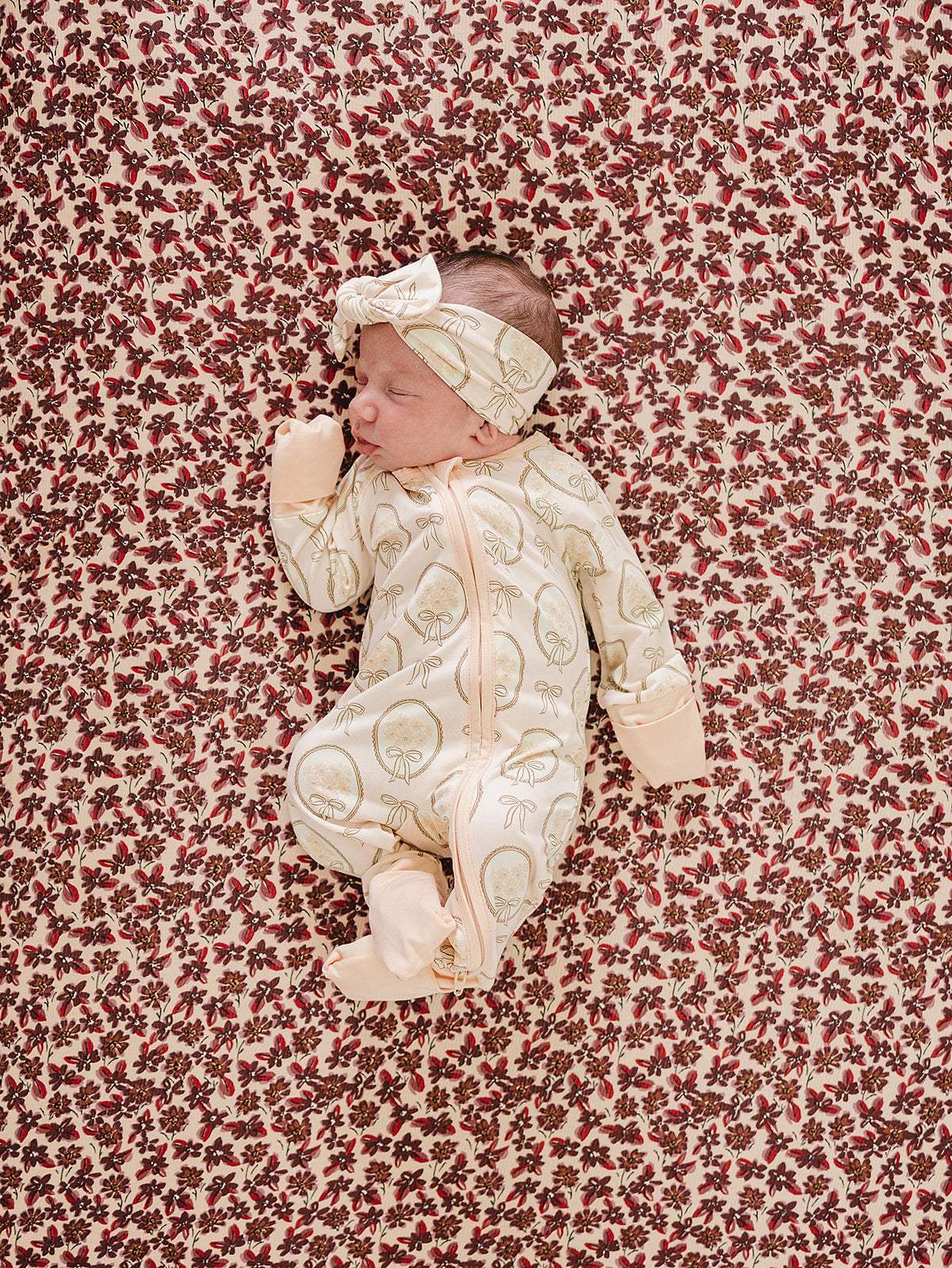 Bamboo Zipper Footie (Vintage Bouquet)