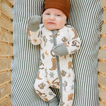 Ribbed Bamboo Zipper Footie (Outlaw Cowboy)