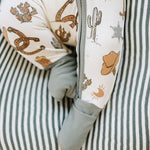Ribbed Bamboo Zipper Footie (Outlaw Cowboy)