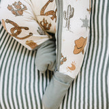 Ribbed Bamboo Zipper Footie (Outlaw Cowboy)