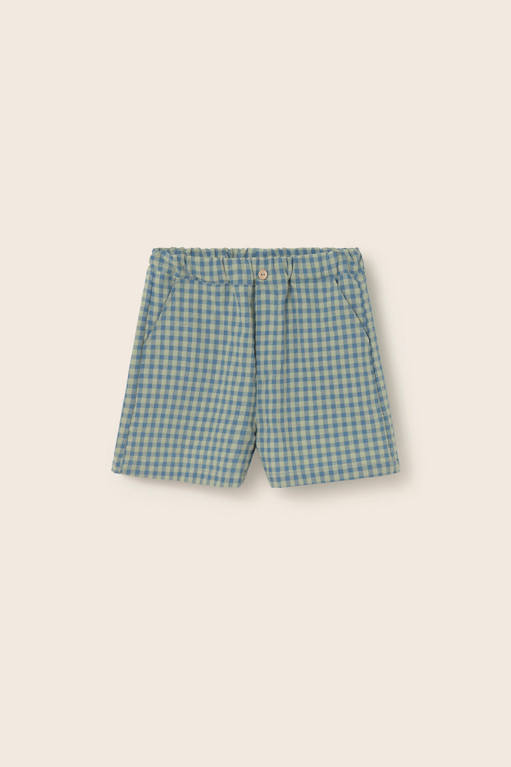 Gingham Cotton Bermuda Shorts (Blue)