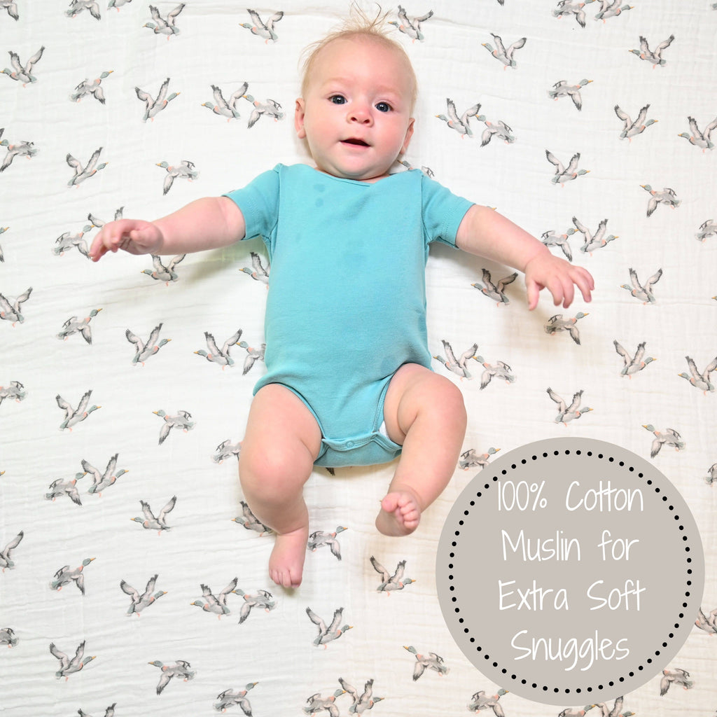 Muslin Swaddle Blanket (Quackin Up Mallard Duck)
