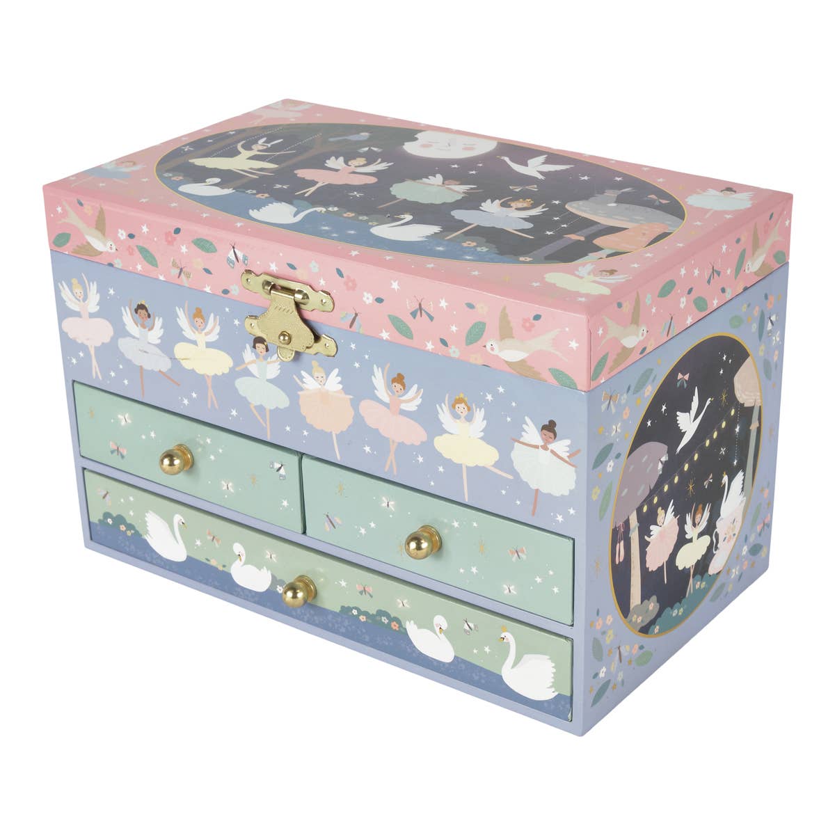 Musical Jewelry Box with 3 Drawers (Enchanted)