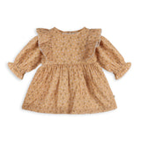 Floral Ruffle Organic Muslin Baby Dress & Bloomer (Mustard)